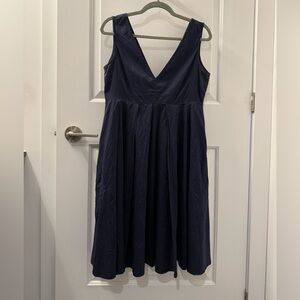 Obakki Deep Blue V-neck Dress